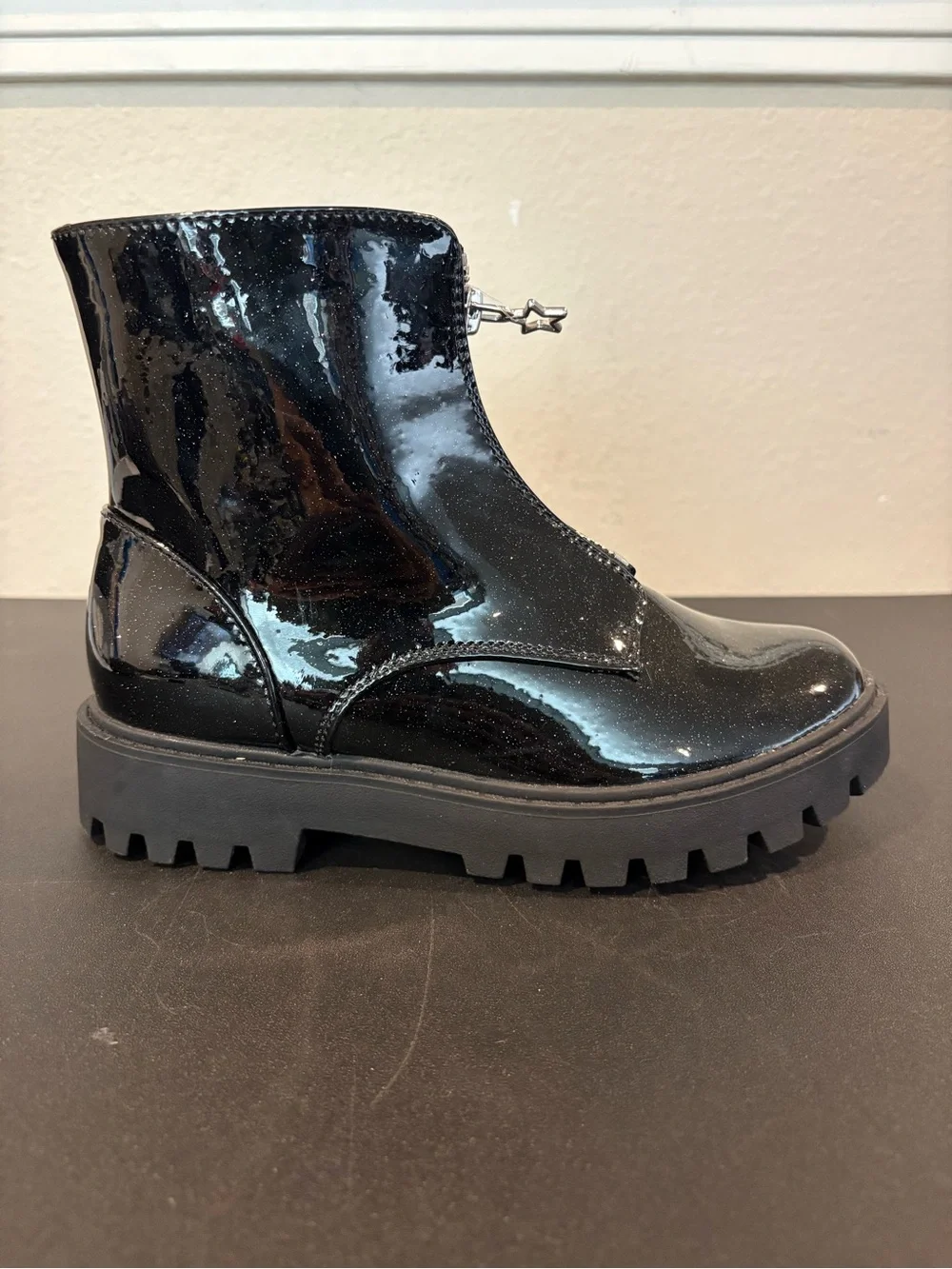 Art Class Myra Chelsea Combat Boots Sparkle Black Several Youth Sizes Available